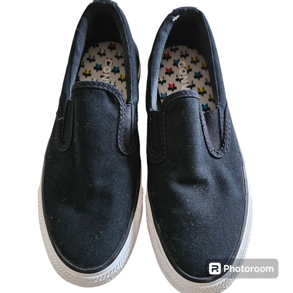 Converse All Stars Women's Black Slip Ons Canvas Shoes Size 5 Stars